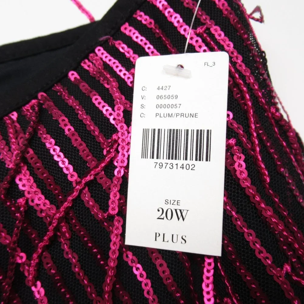 Anthropologie Maeve Fringed Sequined Wide-Leg Pants Plum Purple 20W Plus - Picture 13 of 13